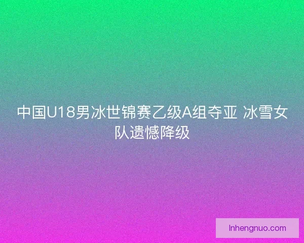中国U18男冰世锦赛乙级A组夺亚 冰雪女队遗憾降级